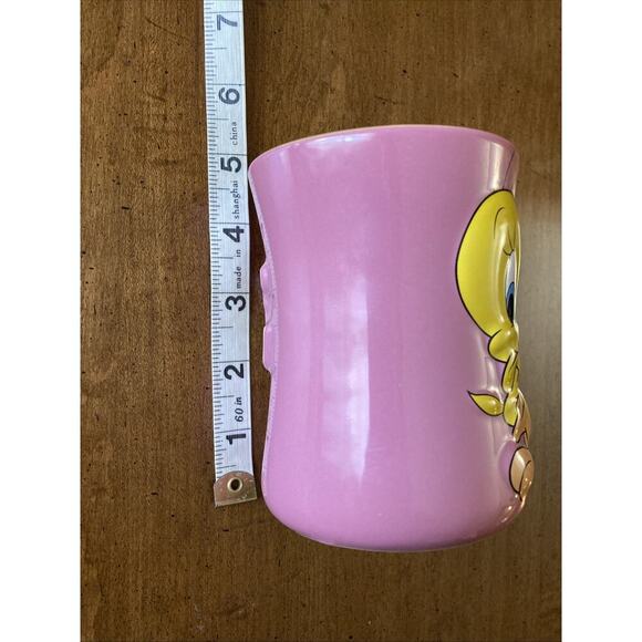 Looney Tunes 3D Coffee Mug Cups SET OF 2 tweety Bird Daffy Duck pink green - Picture 7 of 8